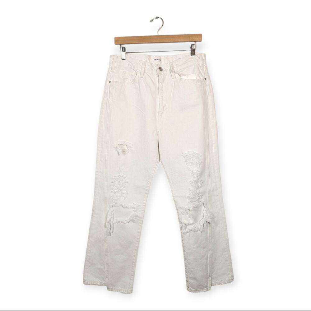 NWT Frame Le Jane Crop White High-Rise Straight Leg Jeans Size 30